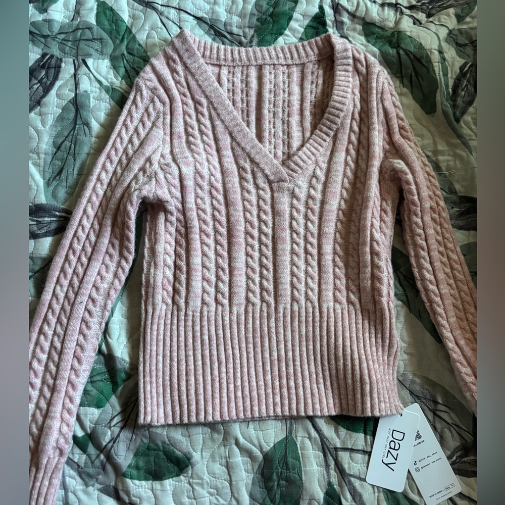 Pink Cable Knit Sweater